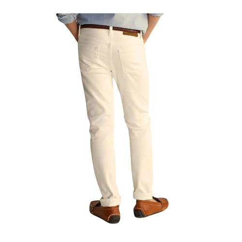 Free Folks Boys White Denim Pants, Mid Rise Skinny Jeans for Kids, Ages 3-9, 98% Cotton, Regular Fit, Long Length2