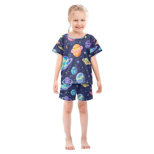 senya Short Sleeve Pajamas Sets Summer Cotton Sleepwear Cosmic Planet3
