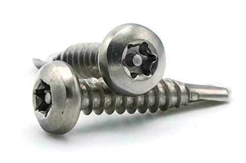 #12 x 1 inch Pan Head Torx Pin-in Self-Drilling Security Screws - 410 Stainless - 100/BX