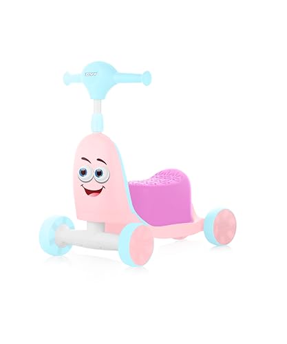 Image of ZIVY Orry Rider 2in1 Kids Scooter & Ride-On Toy Car | Convertible Stand & Drive Scooter | Extra-Wide Comfort Seat, Stainless Steel Stem, Easy Steering & Smooth Wheels for Indoor /Outdoor (Pink)