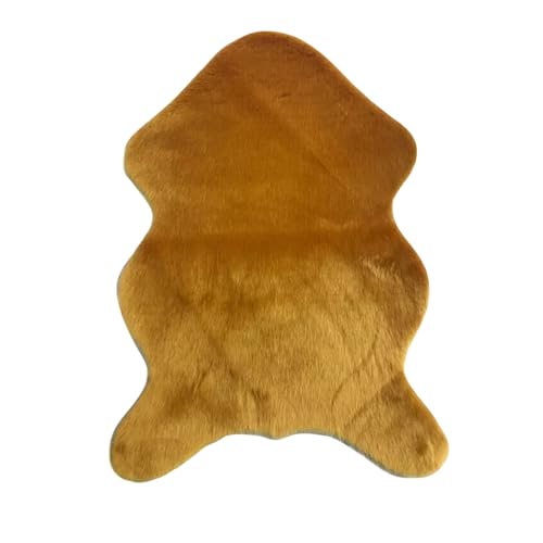 ACESOME Faux Fur Rug, Faux Lambskin Sheepskin Rug, Soft Fluffy Rug, Cuddly Living Room Decoration, Imitation Wool Bed Rug, Sofa (Gold, 75 x 120 cm)