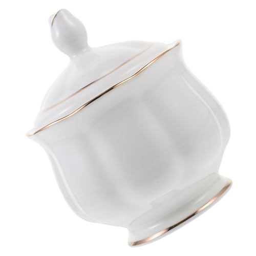 LIFKICH Zuccheriera in Ceramica con Coperchio e Piattino Barattolo per Condimenti da Cucina Contenitore per Zucchero e Spezie Elegante Design per Uso Domestico e Commerciale