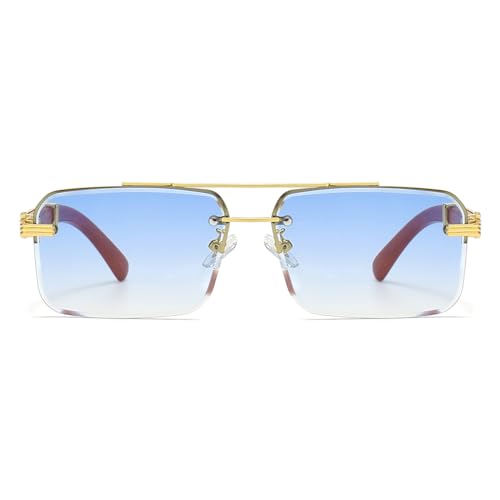 Image of Gleyemor Mens Sunglasses Fashion Rimless Rectangle Sunglasses Square Frameless Sunglasses for Men