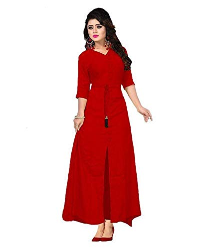 Buy SSFD RED Rayon Front Slit Kurti at 