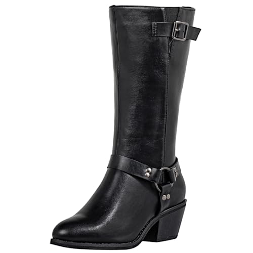 SheSole Extra Wide Calf Boots for Women,Cowgirl,Cowboy,Western,Mid Calf,Riding Boot,Dress Shoes,botas vaqueras para mujer,Tall,Fashion,Brown,Black