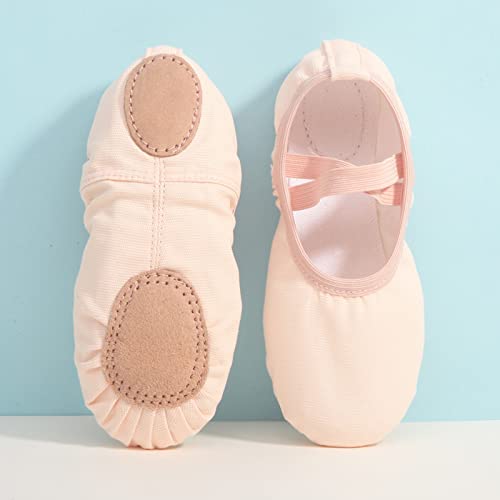 Ballet Shoes for Girls Canvas Dance Slippers Split Soft Flat Sole Yoga Gymnastics Shoes(Toddler/Little/Big Kid) (A, 3 Big Kids)2