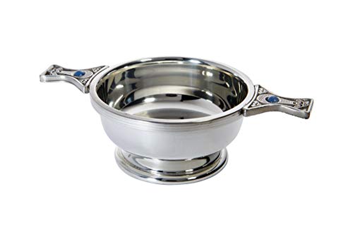 Wentworth Pewter - Standard Pewter Gem Handle Quaich Whisky Tasting Bowl Loving Cup Burns Night