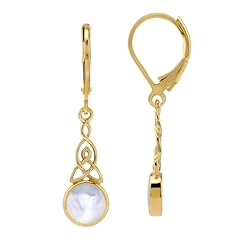 White Mother Of Pearl Leverback Dangle - 14K GP