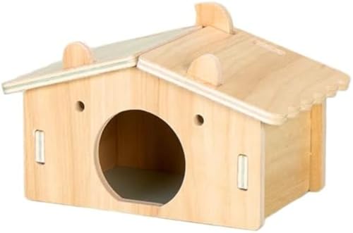 Citybabyハムスターハウス木製ケージ安心研磨仕上げ運動不足解消ステージ隠れ家屋根付きハムスターの家遊び場ペット遊び道具小動物用おもちゃ面白いかわいい2階建て木製ペットの住宅贈り物 (K)
