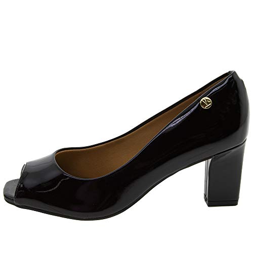 Sapato Vizzano Peep Toe Verniz - Preto - 39