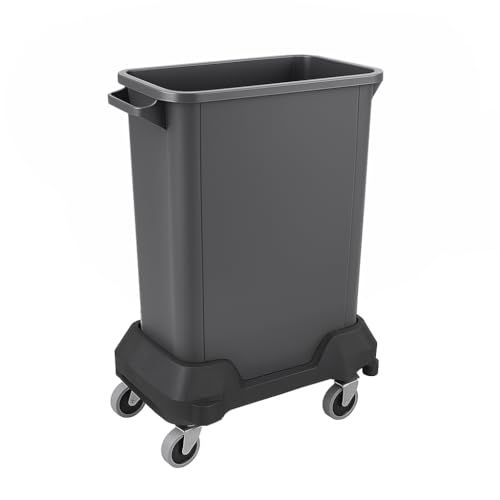 Image of 16 Gallon Slim Rectangular Garbage Can with Wheels - Gray