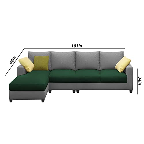 Image of Jian LHS 6 Seater L Shape Sofa Set Living Room (Green Grey Fabric)