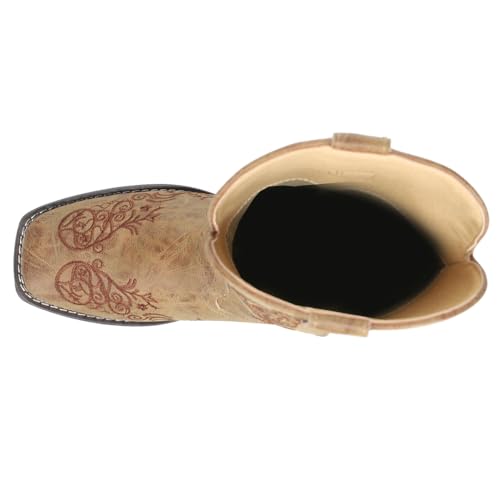 ROPER Womens Riley Scroll Embroidered Snip Toe Casual Boots Mid Calf Low Heel 1-2" - Brown4