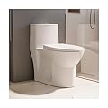 MEJE #1001A - Elongated One Piece Toilet for small bathroom, Dual Flush,Soft Close Seat Cover, Comfort Seat Height, White
