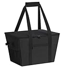 DSDCDJ Insulated Cooler Bag with Reinforced Bottom, X Large Reusable Insulated Grocery Bag with Zippered Top, Heavy-Duty and Stand-Up Shopping Bags Keep Food Frozen and Hot (Black)