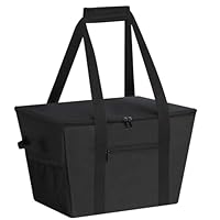 DSDCDJ Insulated Cooler Bag with Reinforced Bottom, X Large Reusable Insulated Grocery Bag with Zippered Top, Heavy-Duty and Stand-Up Shopping Bags Keep Food Frozen and Hot (Black)