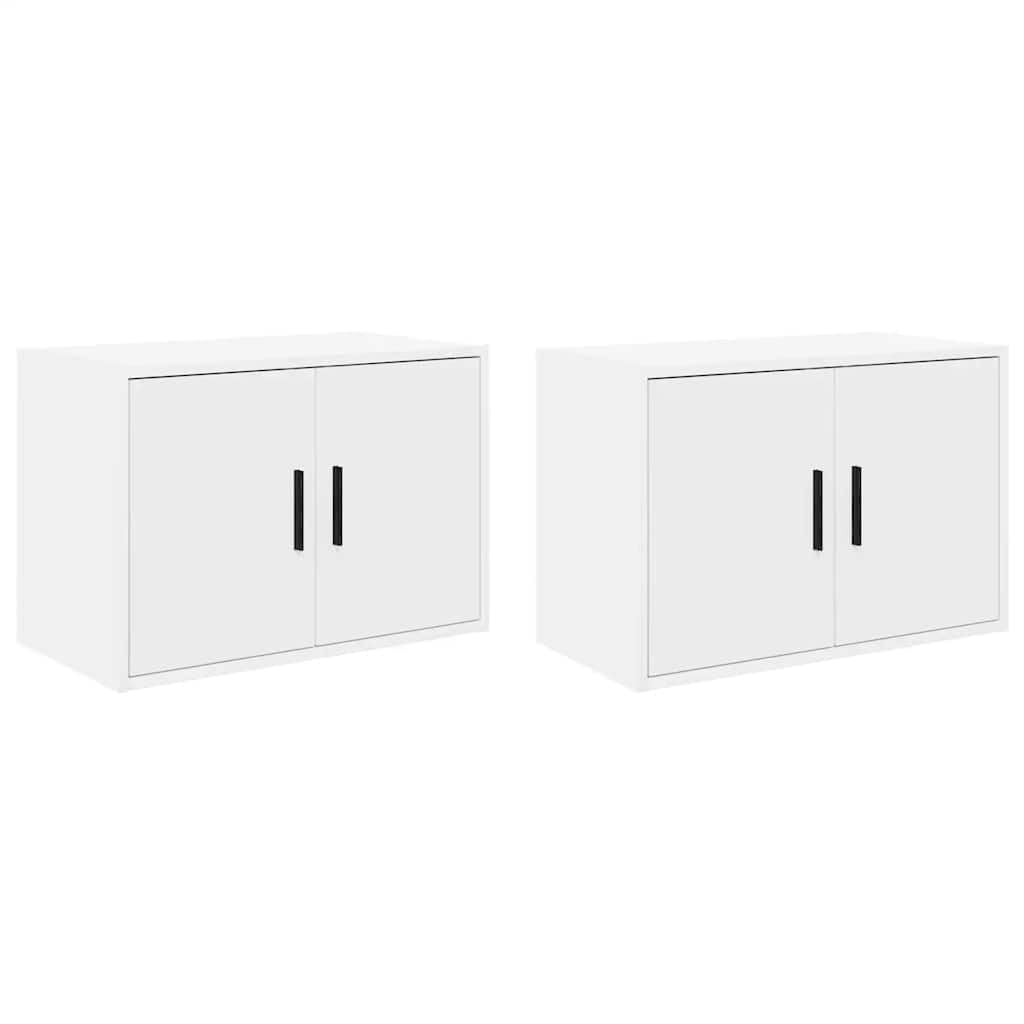 Générique Armoires murales de Garage 2 pcs Blanc Bois d'ingénierie,Entreprise & Industrie,Stockage Industriel,Armoires industrielles,Blanc,19.65 KG,860644