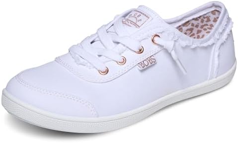 Skechers Damen Bobs B süße Schuhe | Lässiger Sneaker, Memory-Schaum-Fußbett, maschinenwaschbar, flexible Außensohle, weiches Canvas-Obermaterial mit abgebundenen