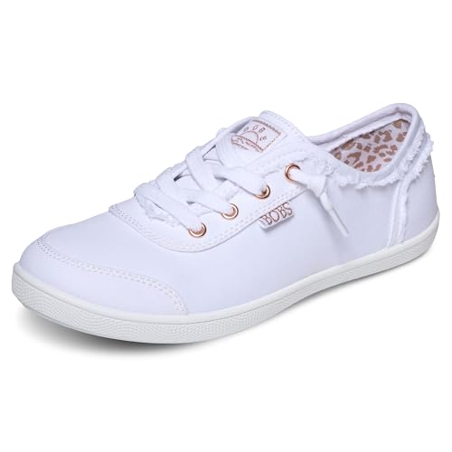 Skechers Women's Bobs B Cute Sneaker – Memory Foam, Flexible Outsole, Lightweight Vegan Shoes, White, 10