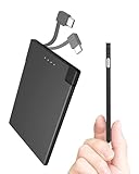 TNTOR Portable Charger with Built in USB-C Cable, 3500mAh Ultra Slim Power Bank for Pocket Wallet Compatible with Samsung Google Moto iPhone 15 16 Series and Other Android Phones