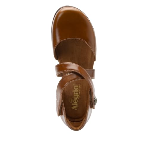 Image of Alegria Womens Savina Leather Wedge - Stylish and Versatile Mary Jane for Endless Support - Enhanced Arch Slip Resistant Platform Ankle Cross Strap Heel for Professionals
