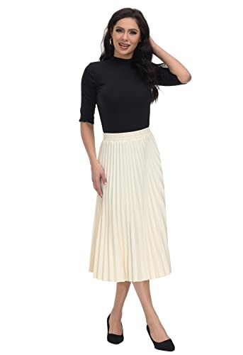 Women's High Waist A-Line Skirt Pleated Midi Skirts 31.89"-Length4