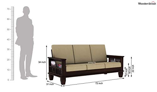 Image of BN Furniture Solid Sheesham Wood Sofa Set 6,5,3&2 Seater Cushioned Back for Living Room Stylish, Durable & Comfortable for Home, Office, Hall, Guest Room (Black with Gray Cushion, 5 Seater)