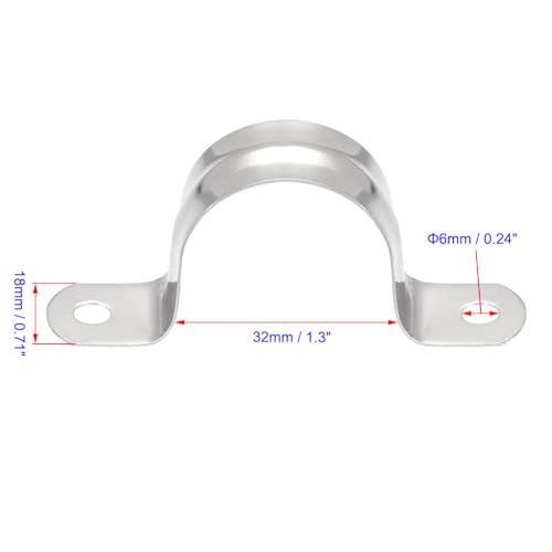 MACHSWON 32mm(1.3") Rigid Pipe Strap 2 Holes U Bracket Cable Clamp, 201 Stainless Steel Tension Tube Clip Conduit Clamp Hanger 16pcs - Image 2