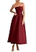 PRETTYGARDEN Cocktail Dresses for Women 2026 Summer Formal Elegant Tube Top Strapless Spring Wedding Guest Party Midi Dress(Burgundy,Medium)