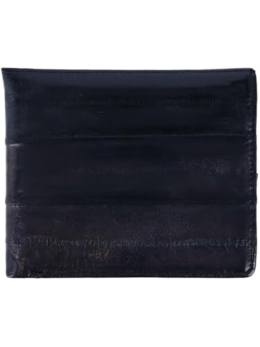 CTM Men's Eel Skin Leather Bifold Wallet with Coin Pouch, Brown4