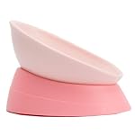 Bulldog Bowl Anti-Slip Dog Cat Dish Detachable Rubber Dog Bowl Pet Sterile Tilted Pet Feeder Slope Base (Pink, 2 Cup (Small/Medium Dog))