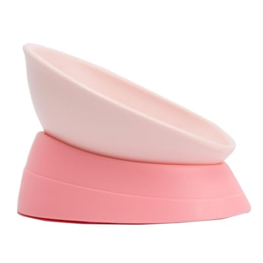 Bulldog Bowl Anti-Slip Dog Cat Dish Detachable Rubber Dog Bowl Pet Sterile Tilted Pet Feeder Slope Base (Pink, 2 Cup (Small/Medium Dog))