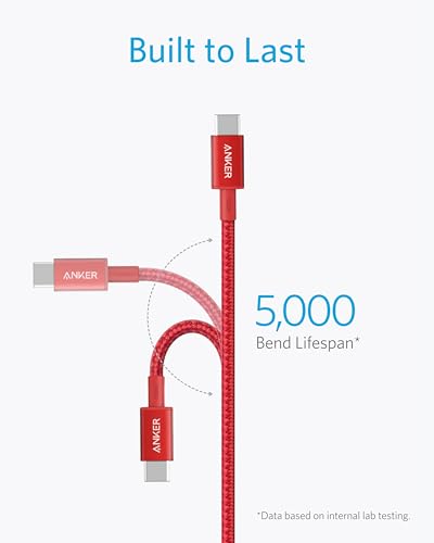 Anker USB C Cable 100W 10ft, New Nylon USB C to USB C Cable 2.0, Type C Charging Cable Fast Charge for MacBook Pro 2020, iPad Pro 2020, iPad Air 4, Galaxy S20, Pixel, Switch, LG, and More(Red)