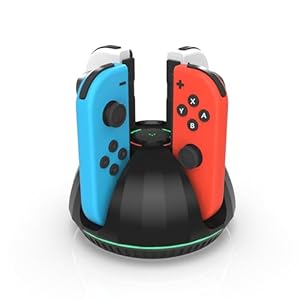 Switch Controller Charger for Nintendo Switch Joy Con,Charging Station for 4 Nintendo Joycons Controller with Led Indication,Joy Con Charging Dock Stand with USB Type C Charging Cable