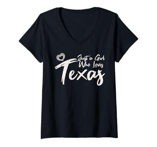 Femme Just a Girl Who Loves Texas. Cute Women's Teen Girls Tween T-Shirt avec Col en V