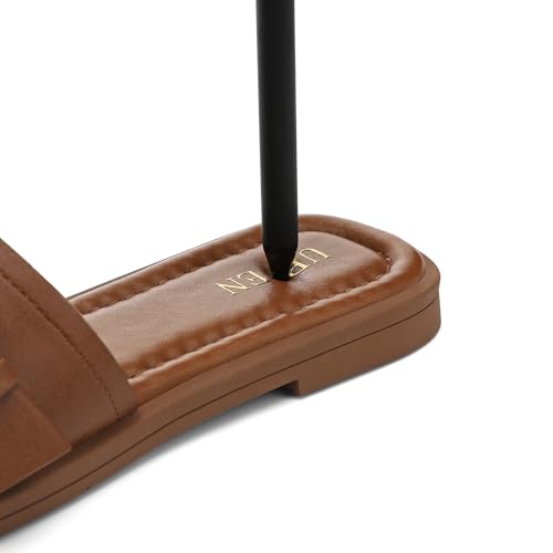 Image of UBFEN Womens Square Toe Flat Sandals Slides Dressy Comfortable for Beach