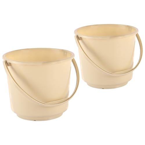 Kuber Industries Plastic Pack of 2 Multi-Purpose 5 Litre Small Bucket for Mopping | Washing Balti for Bathroom & Toilet | Water Storage Container - Essential for Household Chores | Plain Beige