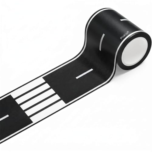 Piokio 33' x 2.4" Black Road Track Tape, Car Tracks are Great for Kids Birthday Party, Racing Party Decoration (1 Rolls)