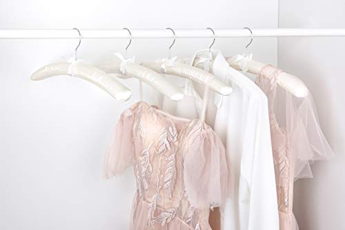 Amber Home S003 5 Pack 17 Inch Large Ivory Satin Padded Hangers For Women Clothing, Anti Slip Cushioned Hangers For Sweaters thumb #1