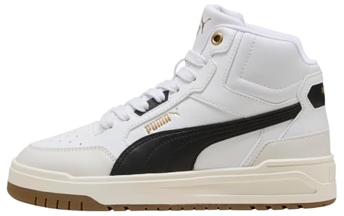 PUMA Shuffle Downtown Mid Jr Sneaker, Weiß, Schwarz, Dampfgrau, 38 EU