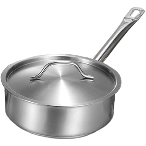 Lawnrden Stainless Steel Frying Pan|Stainless Steel Saute Pan, 4L 9.5 Inch Frying with Lid, Non-Stick 3 Ply Clad Cooking, Cookware with Handle