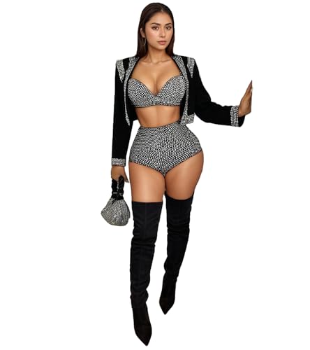 Nagfar Women Rhinestone Sexy Romper Night Out Jumpsuit Hot Drilling