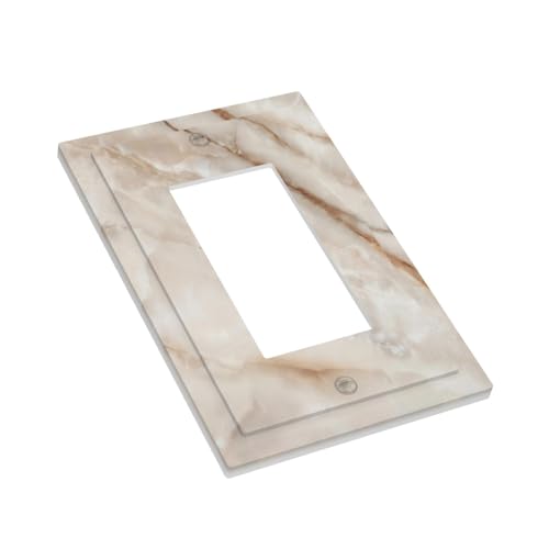 HGWTVBO Beige Marble Pattern Light Switch Cover Modern Wall Plate Decorative 1 Gang Single Rocker Switch Plates Electrical Outlet Faceplate for Bathroom Kitchen Bedroom 5" x 3" by HGWTVBO - Image 3
