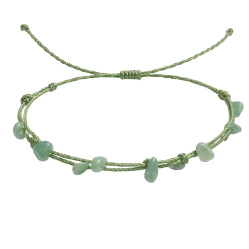 cotigo - Pulsera de Piedra Natural para Mujer y Hombre, Ajustable y Hecha a Mano con Hilo Encerado Resistente, Amuleto de Energía Positiva, Protección y Buena Suerte (Aventurina Verde)