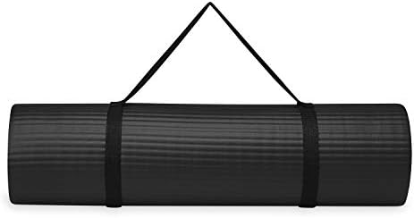 Essentials Yoga Fitness & Exercise Mat, Black, 72" L x 24" W x 10mm Thick