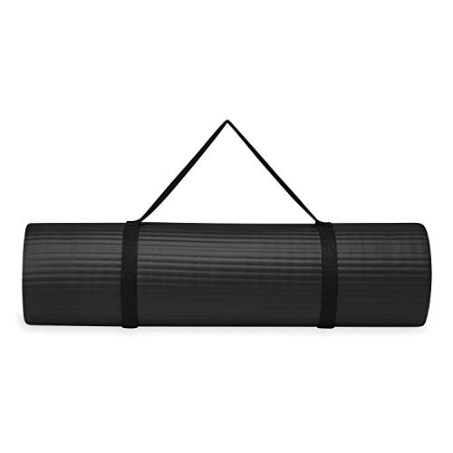 Gaiam Essentials Yoga Fitness & Exercise Mat, Black, 72" L x 24" W x 10mm Thick