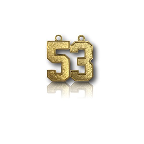 Number 53 Gold Plated Jersey Style Sports Necklace Charm Pendant (0.8