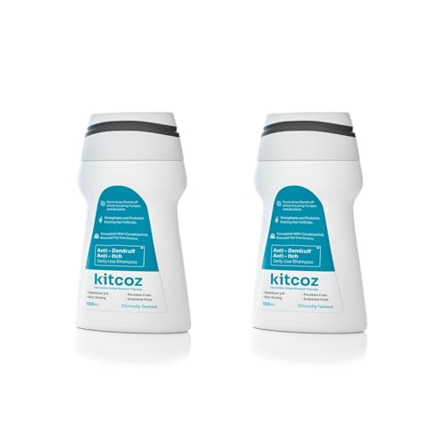 Image of Kitcoz Anti-Dandruff Shampoo, 1% Salicylic Acid & Ceramide Complex, 2x100ml | Clears flakes & buildup while soothing an itchy, irritated scalp