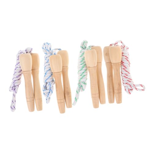 DEARMAMY 4個 木製ハンドル跳び縄 用縄跳び 学校 屋内外 トレーニング向け 綿ロープ付き ランダムカラー ランダムカラー