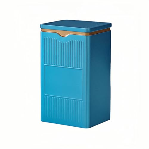 HAN SHENG Square Airtight Tea Tins - Blue, Food Storage Containers for Loose Tea, Coffee, Spices (5.9'x3.4'x2.8')